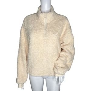 Love Tree Shirt Womens Large Cream Ivory Fleece Sweatshirt Neutral‎ Minimalist